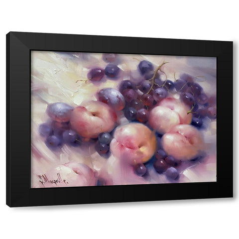 Still Life with Peaches Black Modern Wood Framed Art Print by Singatullin, Marsel