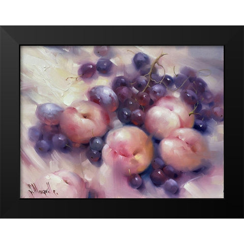 Still Life with Peaches Black Modern Wood Framed Art Print by Singatullin, Marsel