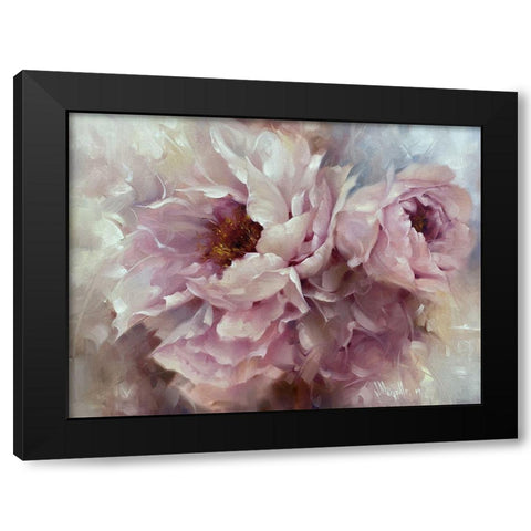Pink Peonies Black Modern Wood Framed Art Print by Singatullin, Marsel
