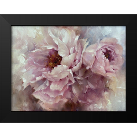 Pink Peonies Black Modern Wood Framed Art Print by Singatullin, Marsel