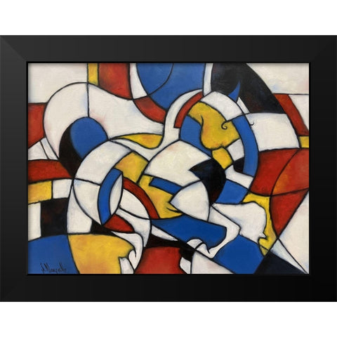 Pete Mondrians Horse Black Modern Wood Framed Art Print by Singatullin, Marsel