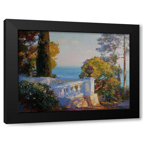 White Terrace by the Sea Black Modern Wood Framed Art Print by Sviridov, Sergei