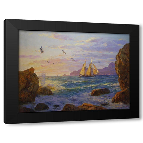 Rocky Coast IV Black Modern Wood Framed Art Print with Double Matting by Sviridov, Sergei