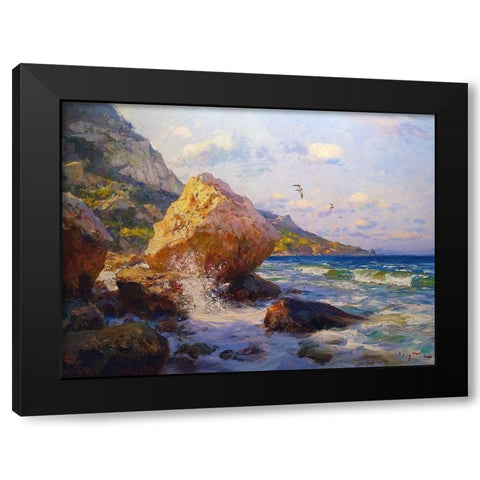 Rocky Coast VI Black Modern Wood Framed Art Print with Double Matting by Sviridov, Sergei