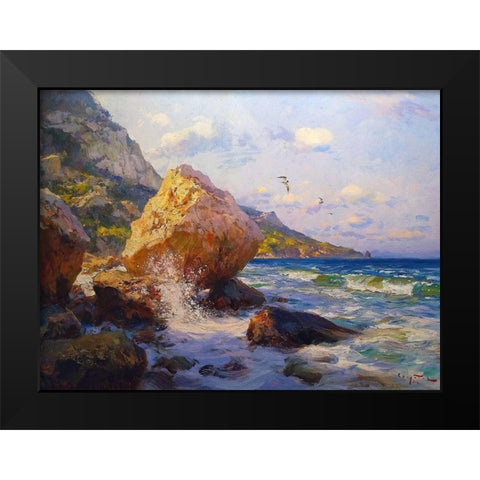 Rocky Coast VI Black Modern Wood Framed Art Print by Sviridov, Sergei