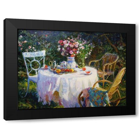 A Table in Garden VI Black Modern Wood Framed Art Print with Double Matting by Sviridov, Sergei