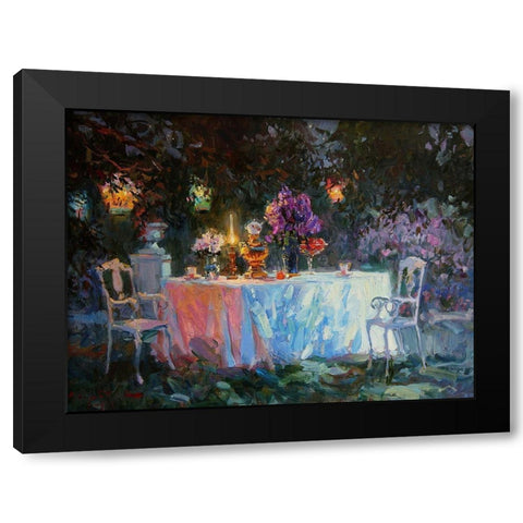 A Table in Garden VII Black Modern Wood Framed Art Print by Sviridov, Sergei