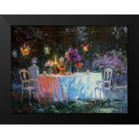 A Table in Garden VII Black Modern Wood Framed Art Print by Sviridov, Sergei