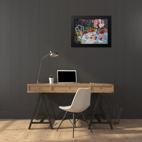 A Table in Garden VIII Black Modern Wood Framed Art Print by Sviridov, Sergei