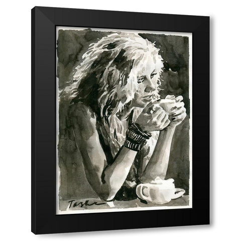 Angelic Look Black Modern Wood Framed Art Print by Tashe