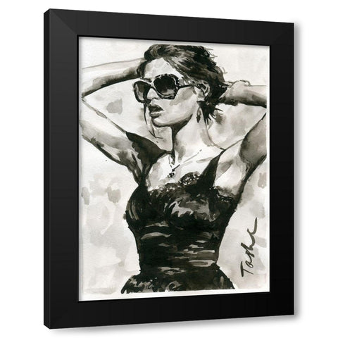 Fashionista Black Modern Wood Framed Art Print by Tashe