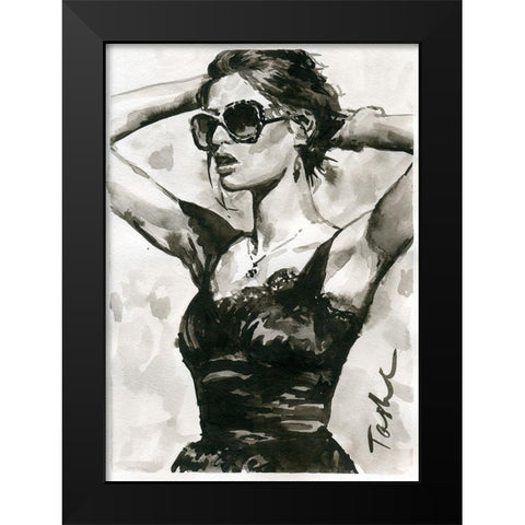Fashionista Black Modern Wood Framed Art Print by Tashe