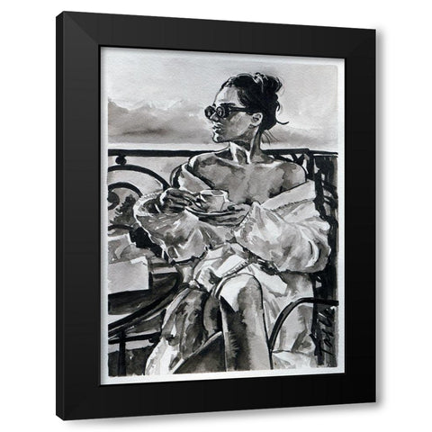 Lazy Morning Black Modern Wood Framed Art Print by Tashe