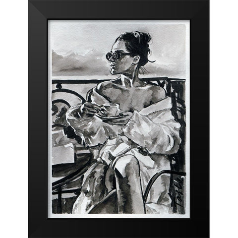 Lazy Morning Black Modern Wood Framed Art Print by Tashe