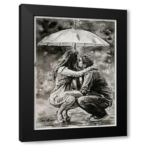 True Love Black Modern Wood Framed Art Print by Tashe