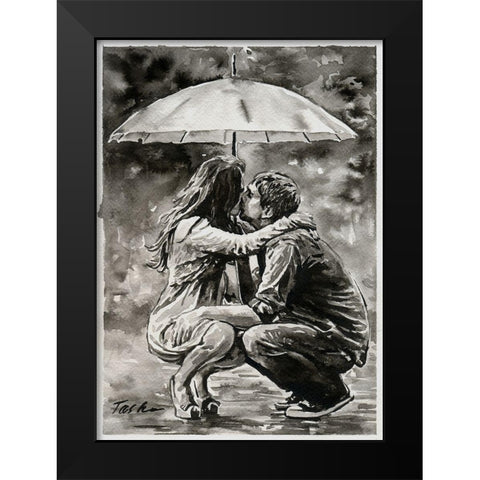 True Love Black Modern Wood Framed Art Print by Tashe