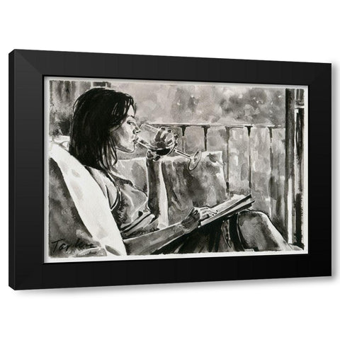 Good Evening Black Modern Wood Framed Art Print by Tashe