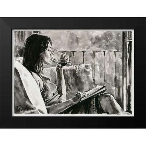 Good Evening Black Modern Wood Framed Art Print by Tashe