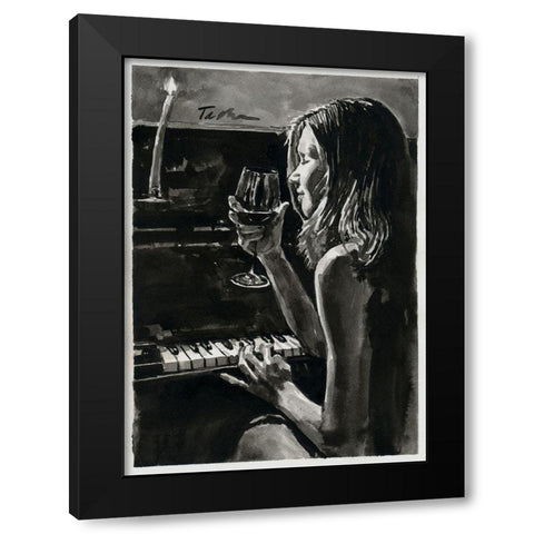 Romanitc Evening with Candles Black Modern Wood Framed Art Print with Double Matting by Tashe