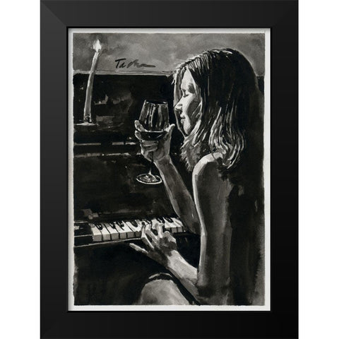 Romanitc Evening with Candles Black Modern Wood Framed Art Print by Tashe