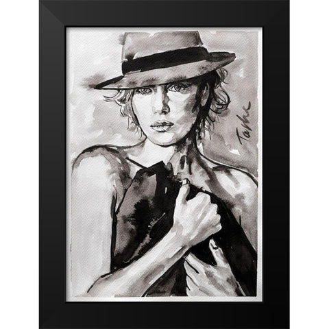 Prettiest Girl Black Modern Wood Framed Art Print by Tashe