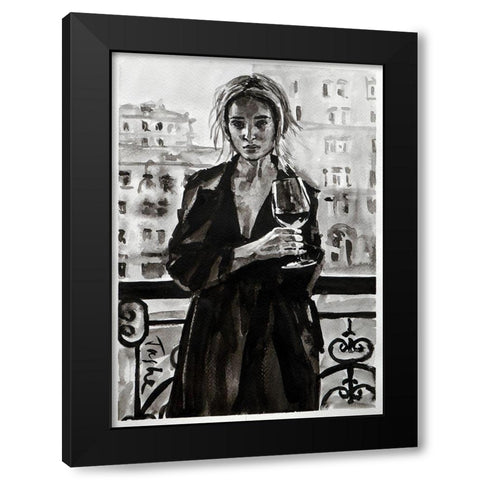 Prague Black Modern Wood Framed Art Print with Double Matting by Tashe