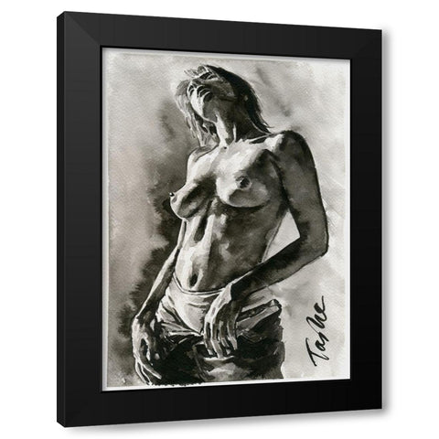 Undressing Black Modern Wood Framed Art Print by Tashe