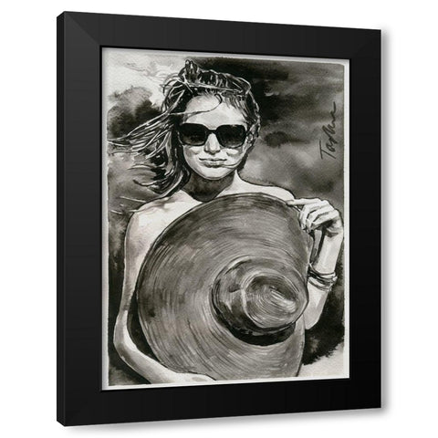 Sunny Mood Black Modern Wood Framed Art Print by Tashe
