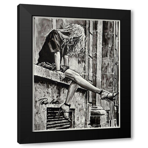 Just Happy Black Modern Wood Framed Art Print with Double Matting by Tashe