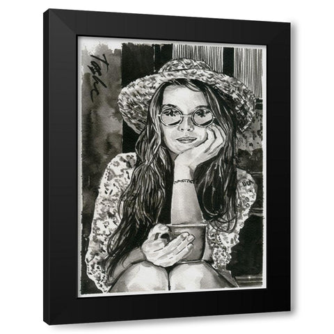 Summer Time Black Modern Wood Framed Art Print by Tashe