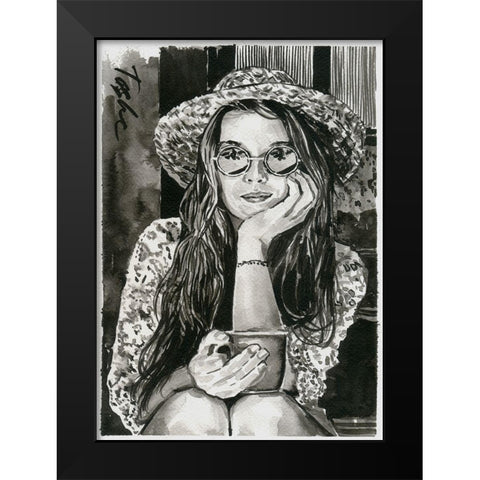 Summer Time Black Modern Wood Framed Art Print by Tashe