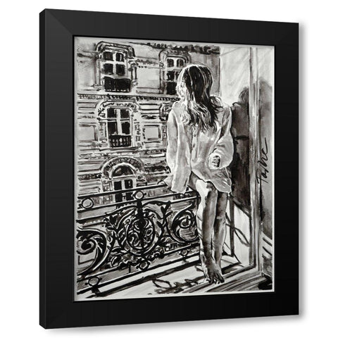 Sunday Morning Black Modern Wood Framed Art Print by Tashe