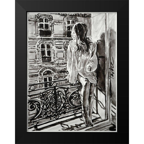 Sunday Morning Black Modern Wood Framed Art Print by Tashe