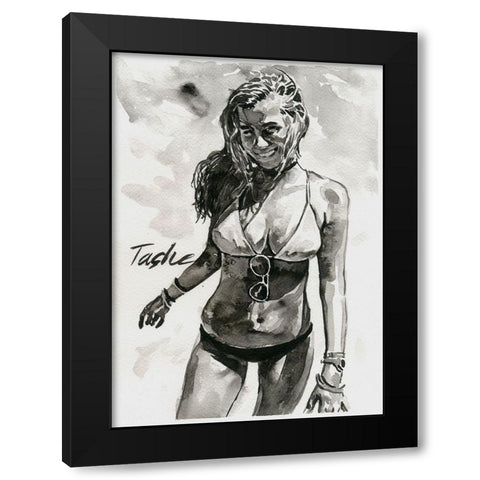 Just Happy Black Modern Wood Framed Art Print with Double Matting by Tashe