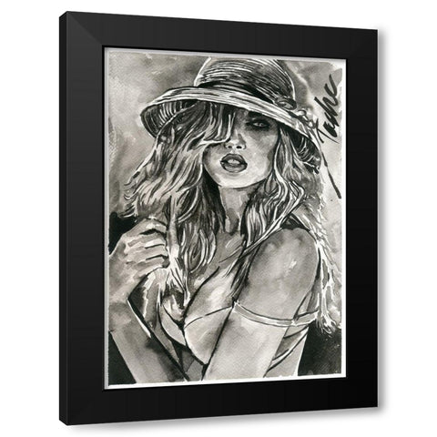 Sunkissed Girl Black Modern Wood Framed Art Print by Tashe