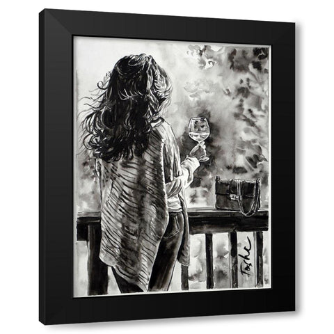 Evening With Friends Black Modern Wood Framed Art Print with Double Matting by Tashe