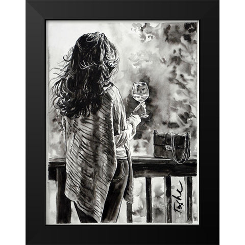 Evening With Friends Black Modern Wood Framed Art Print by Tashe