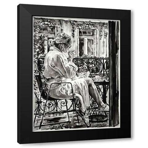 Weekend in Paris Black Modern Wood Framed Art Print by Tashe