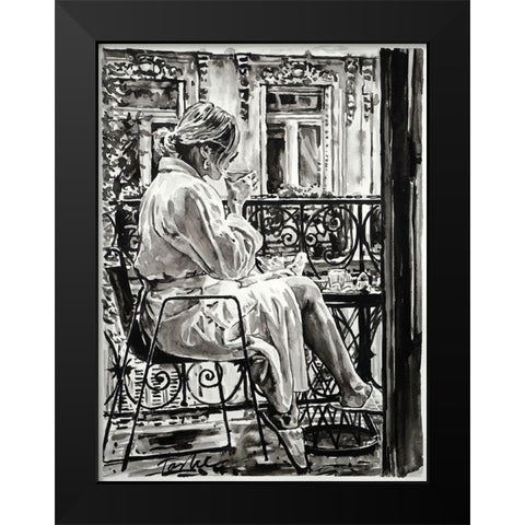 Weekend in Paris Black Modern Wood Framed Art Print by Tashe