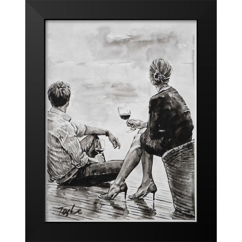 Romantic Evening in Venice Black Modern Wood Framed Art Print by Tashe