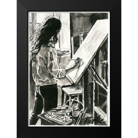 Favourite Color Black Modern Wood Framed Art Print by Tashe