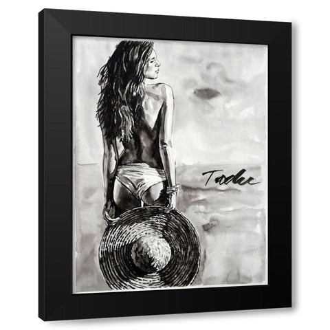 Happy Summer Black Modern Wood Framed Art Print by Tashe
