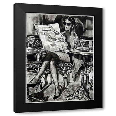 Breakfast in Manhattan Black Modern Wood Framed Art Print by Tashe
