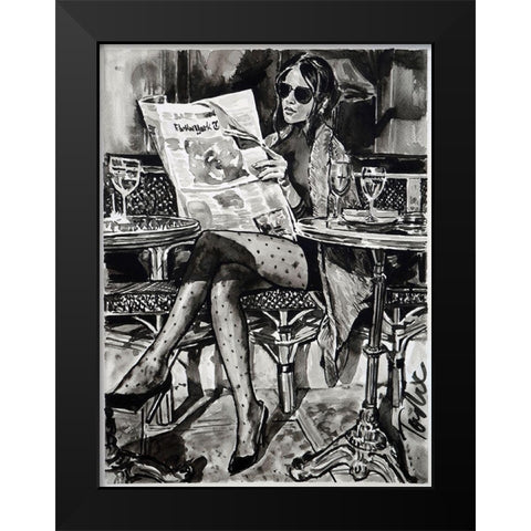 Breakfast in Manhattan Black Modern Wood Framed Art Print by Tashe
