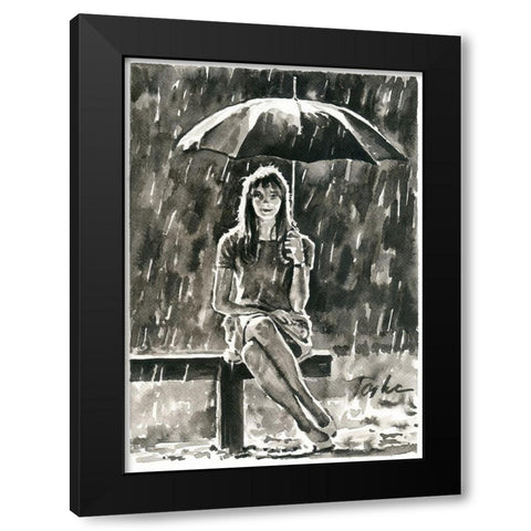 Rainy Days Black Modern Wood Framed Art Print by Tashe