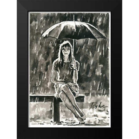 Rainy Days Black Modern Wood Framed Art Print by Tashe