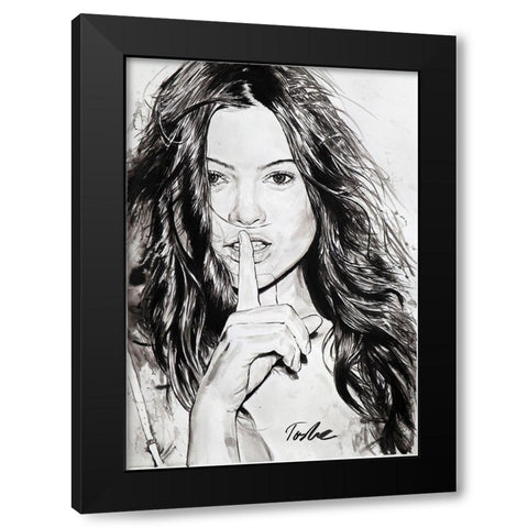 Silence Black Modern Wood Framed Art Print by Tashe