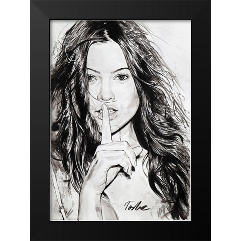 Silence Black Modern Wood Framed Art Print by Tashe