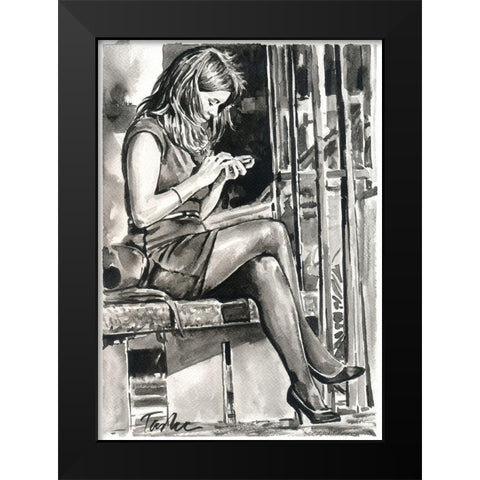 City Life II Black Modern Wood Framed Art Print by Tashe