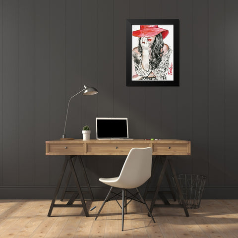 Fashin Lady Black Modern Wood Framed Art Print by Tashe